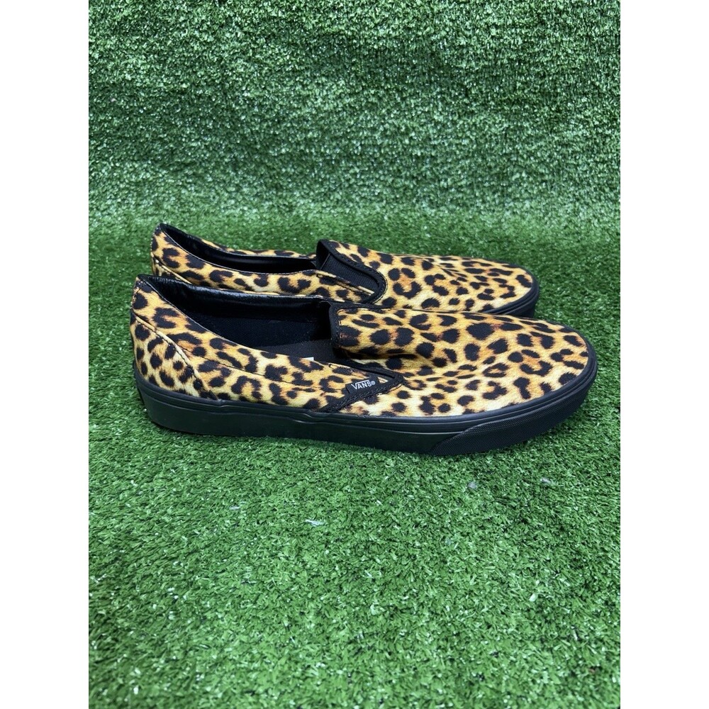 Vans Classic Slip-On Leopard Animal Print Black Slip On Sneakers Shoes Mens 11